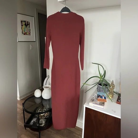 Aritzia Babaton Mockneck Slit Long new Bodycon Formal Evening Dress Sz L - Picture 9 of 12